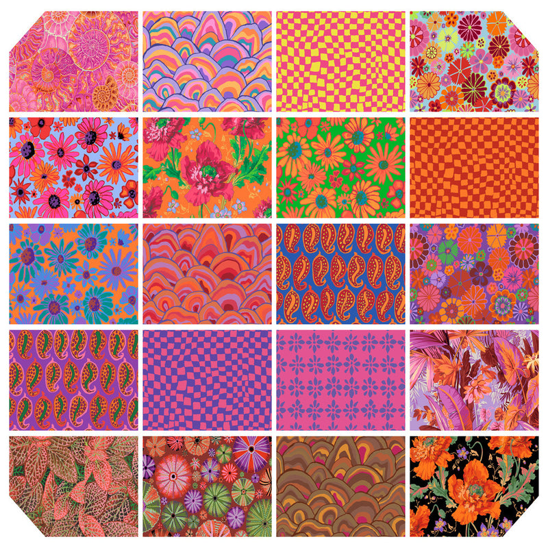 Kaffe Fassett - August 2024 Collective - 5" Charm Pack - Hot