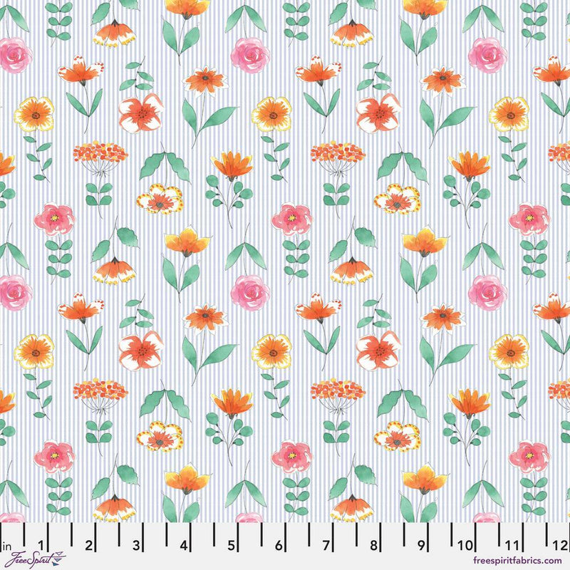 Anne Keenan Higgins - Blossom Brew - Pin Stripe Flowers - White