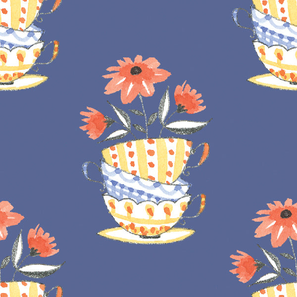 Anne Keenan Higgins - Blossom Brew - Garden Cups - Denim