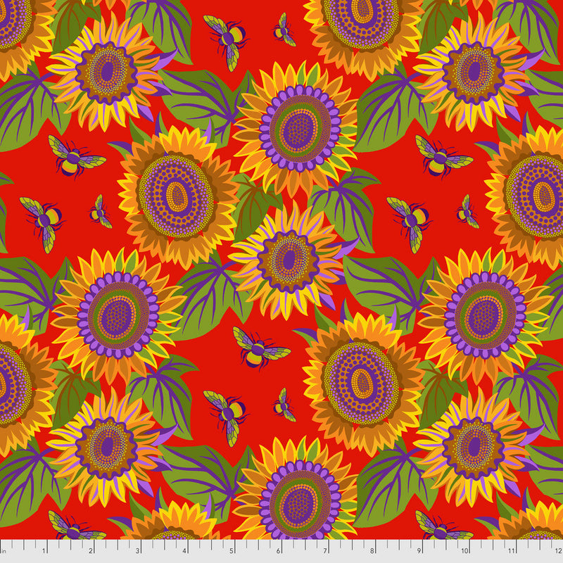 Jane Sassaman - Sassy Summer Salsa - Small Sunflower - Red