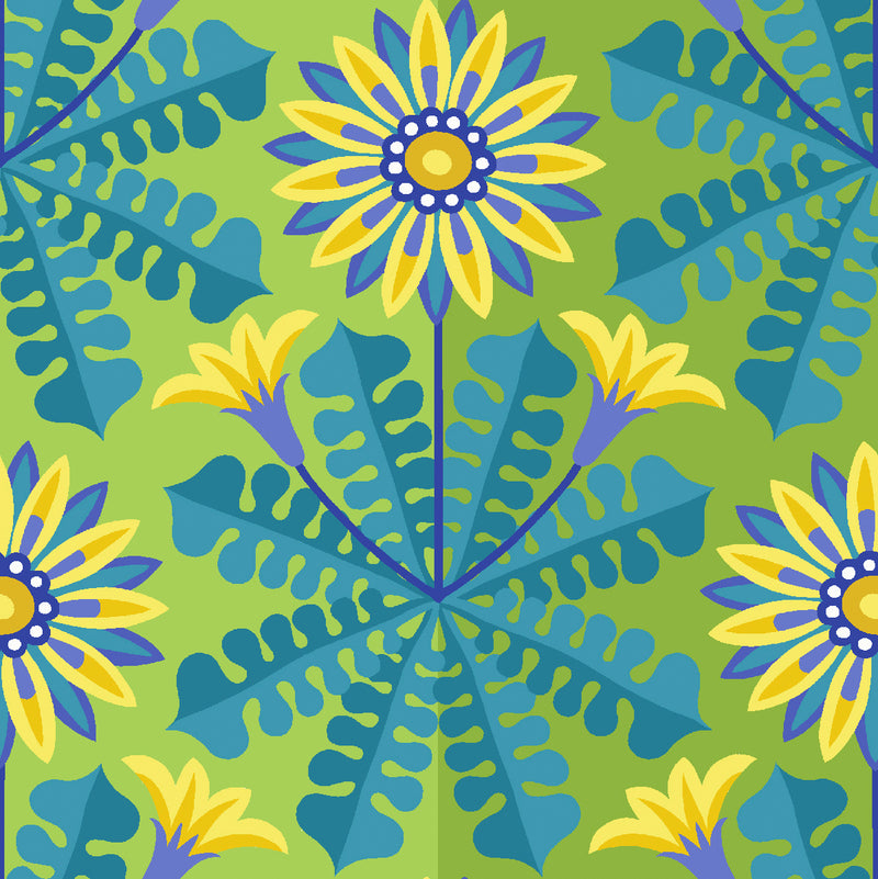 Jane Sassaman - Flower Dance - Gazania - Turquoise