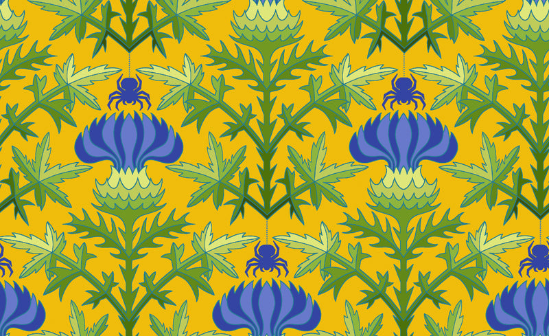 Jane Sassaman - Flower Dance - Thistle - Yellow