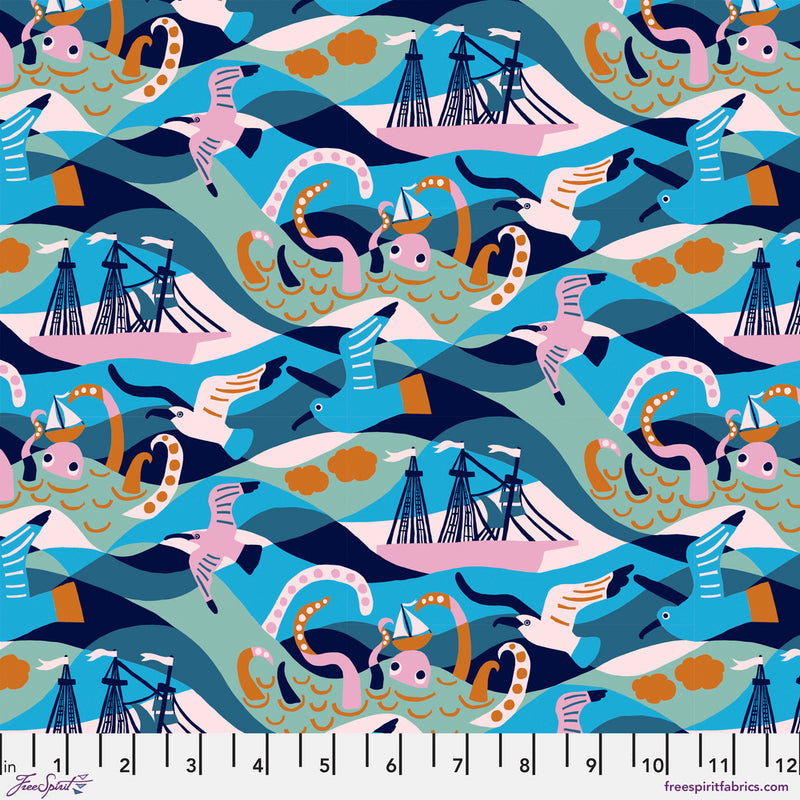 Monika Forsberg - Rising Tide - Waves - Blue - The Green Fern Quilt Co.