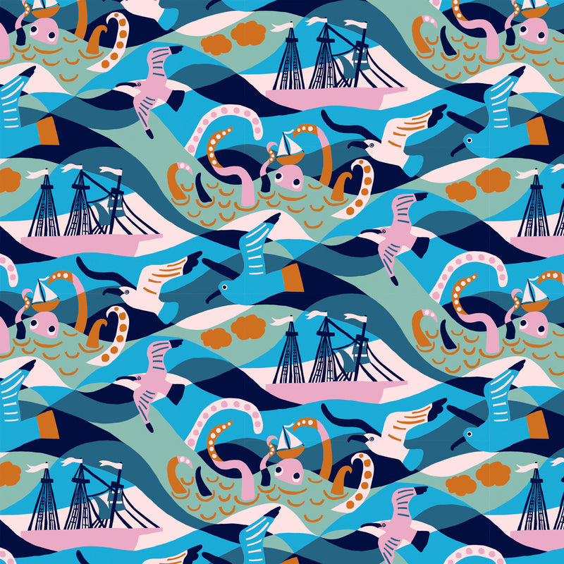 Monika Forsberg - Rising Tide - Waves - Blue - The Green Fern Quilt Co.