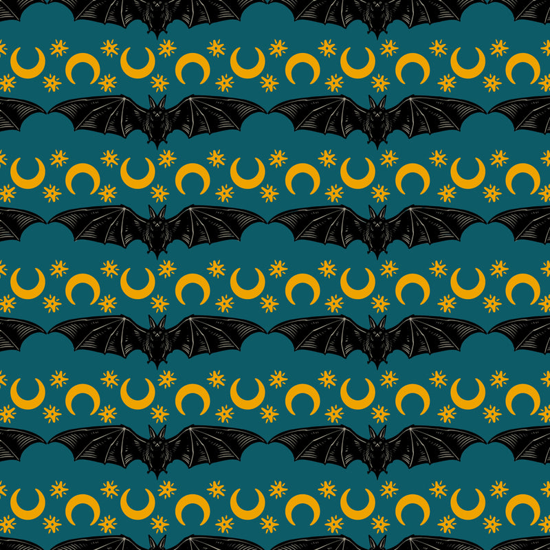 Rachel Hauer - Storybook Halloween - Cosmic Stripe - Turquoise - The Green Fern Quilt Co.