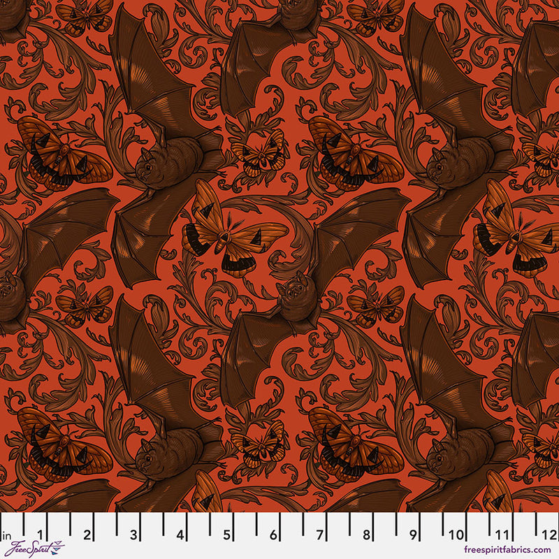 Mystic Moonlight - Bat & Moth - Orange - The Green Fern Quilt Co.