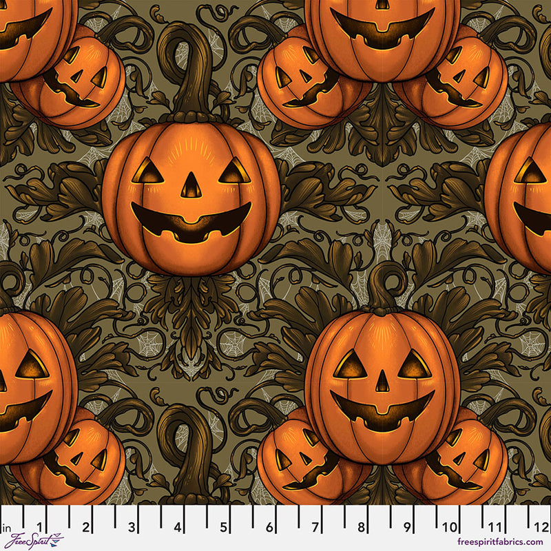 Mystic Moonlight - Pumpkin Damask - Olive