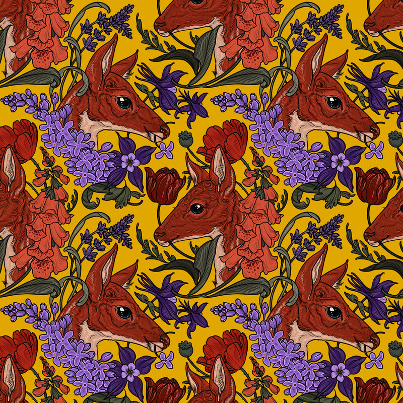 Club Hauer - Garden Bed - Deer - Yellow - The Green Fern Quilt Co.