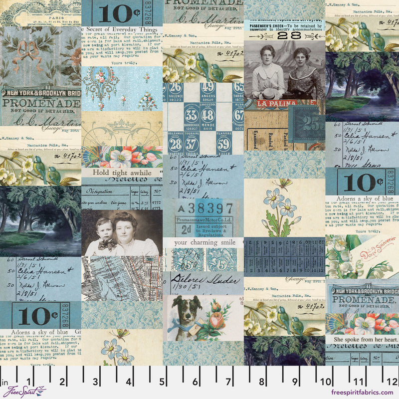 Tim Holtz Eclectic Elements Palette - Blue Collage - Blue - The Green Fern Quilt Co.