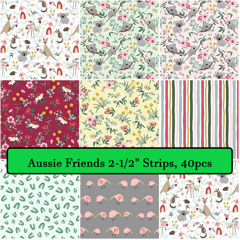 Aussie Friends 2-1/2in Strips, 40pcs/bundle