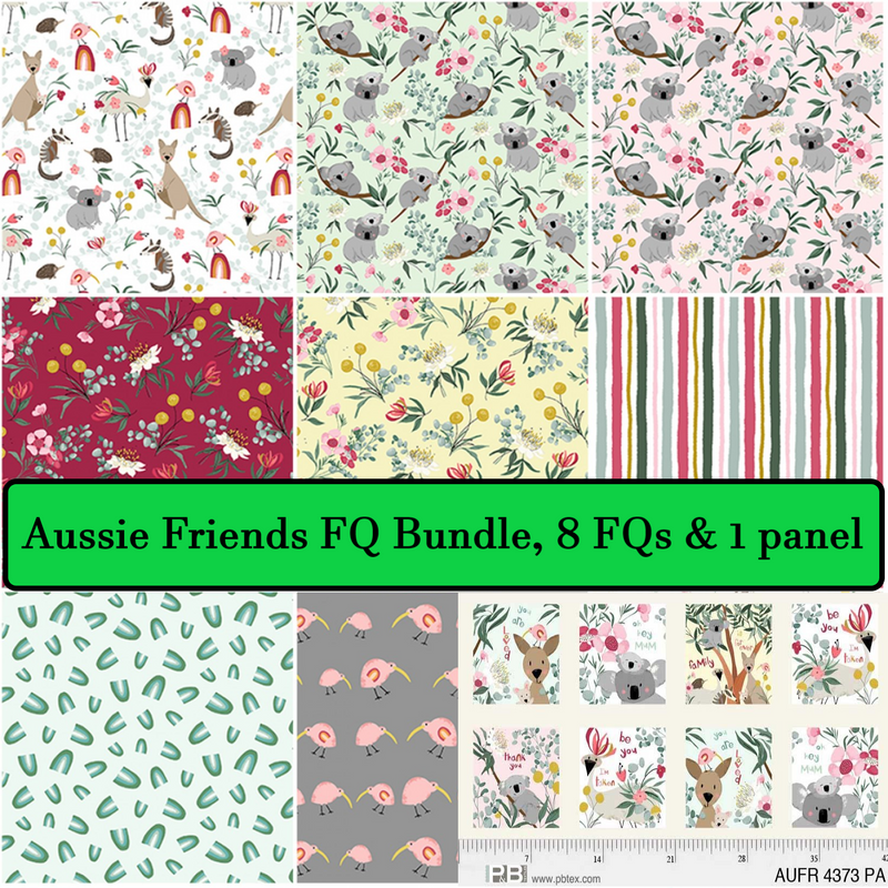 Aussie Friends FQ Bundle - 8 FQs & 1 Panel