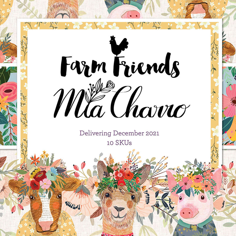 Farm Friends - Farm Floral - Plum- designed by Mia Charro for FreeSpirit Fabrics
