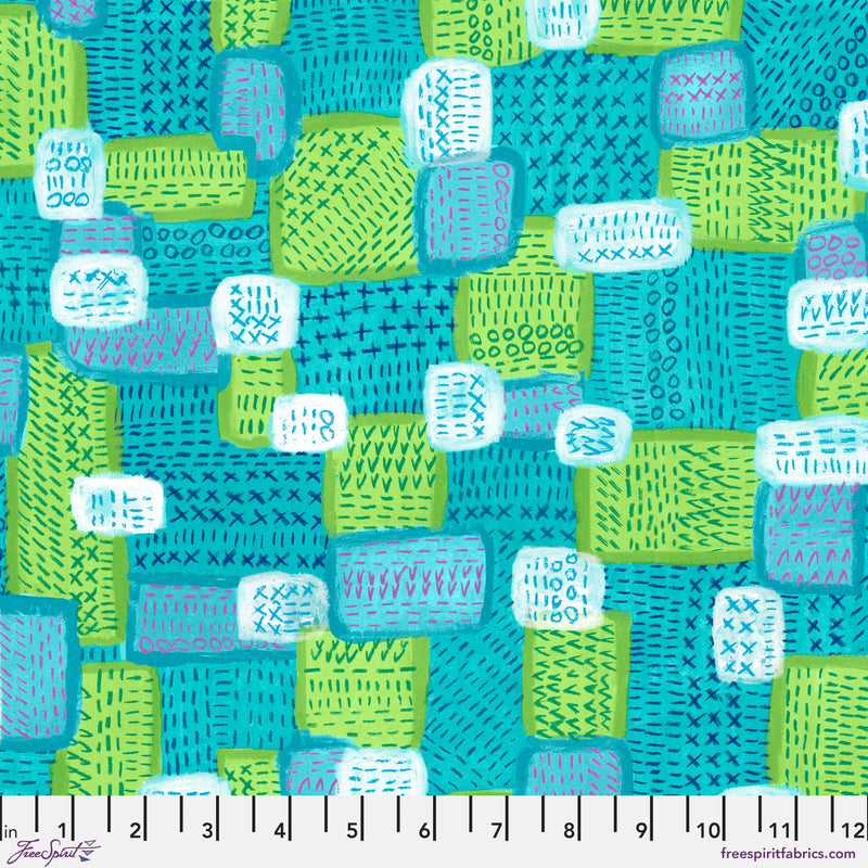 Keiko Goke - Oh Happy Day - Seed Stitch Patchwork - Aqua - The Green Fern Quilt Co.