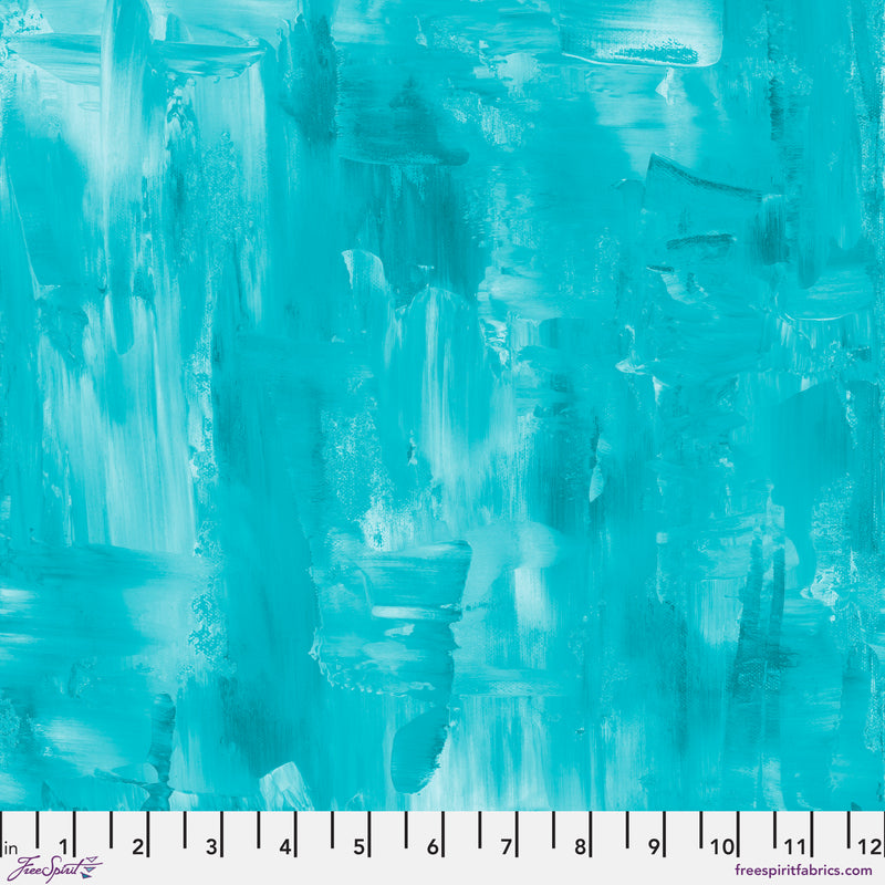 Sue Penn - Textures - Brushstrokes - Aqua - FreeSpirit Fabrics - Digitally Printed
