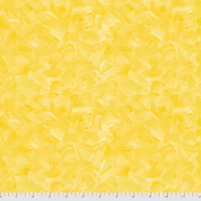 Sue Penn - Flourish - Impasto - Yellow - FreeSpirit Fabrics - Digitally Printed