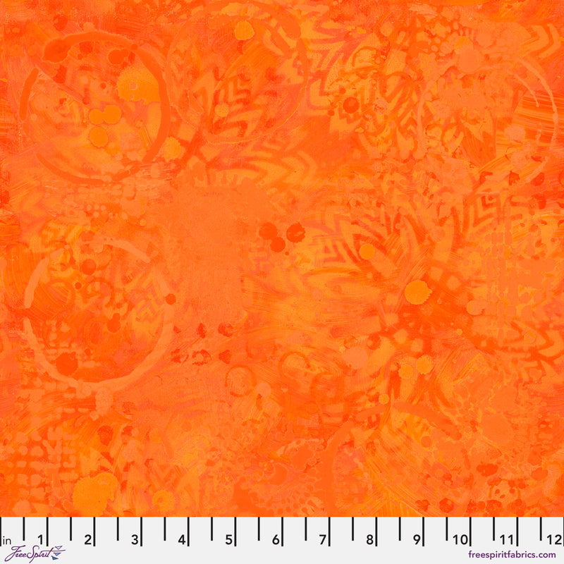 Sue Penn - Textures - Tonal Graffiti - Orange - FreeSpirit Fabrics - Digitally Printed