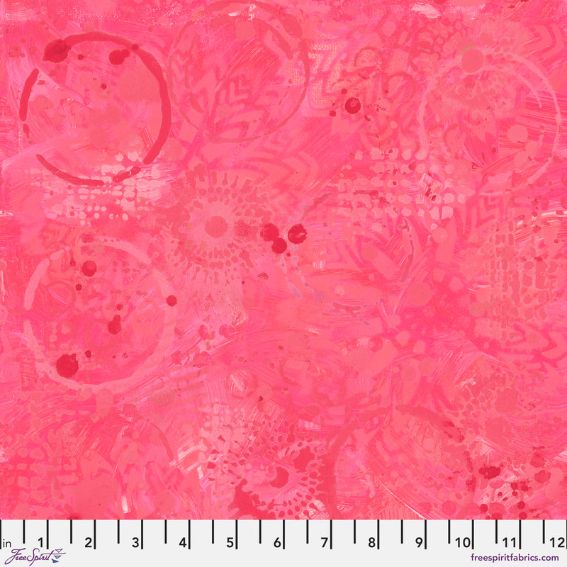 Sue Penn - Textures - Tonal Graffiti - Raspberry - FreeSpirit Fabrics - Digitally Printed